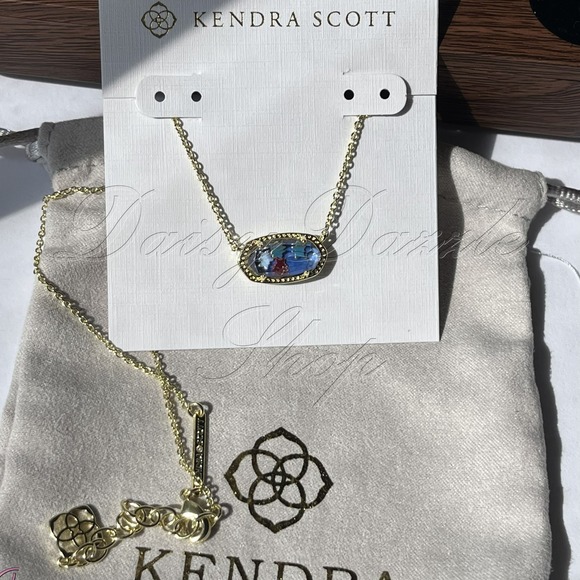 Kendra Scott Jewelry - Kendra Scott Elisa Gold Short Pendant Necklace Red White Blue Illusion New ✨
